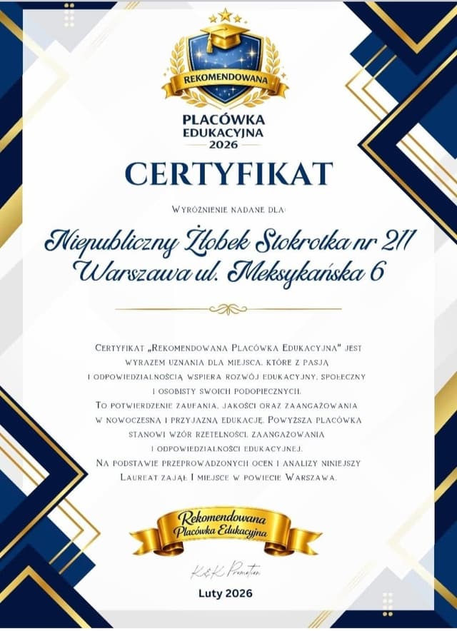 Certyfikat Rekomendowana Placówka Edukacyjna 2026