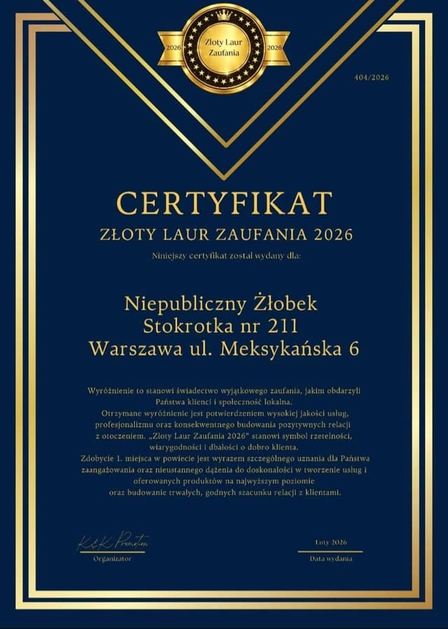 Certyfikat Złoty Laur Zaufania 2026